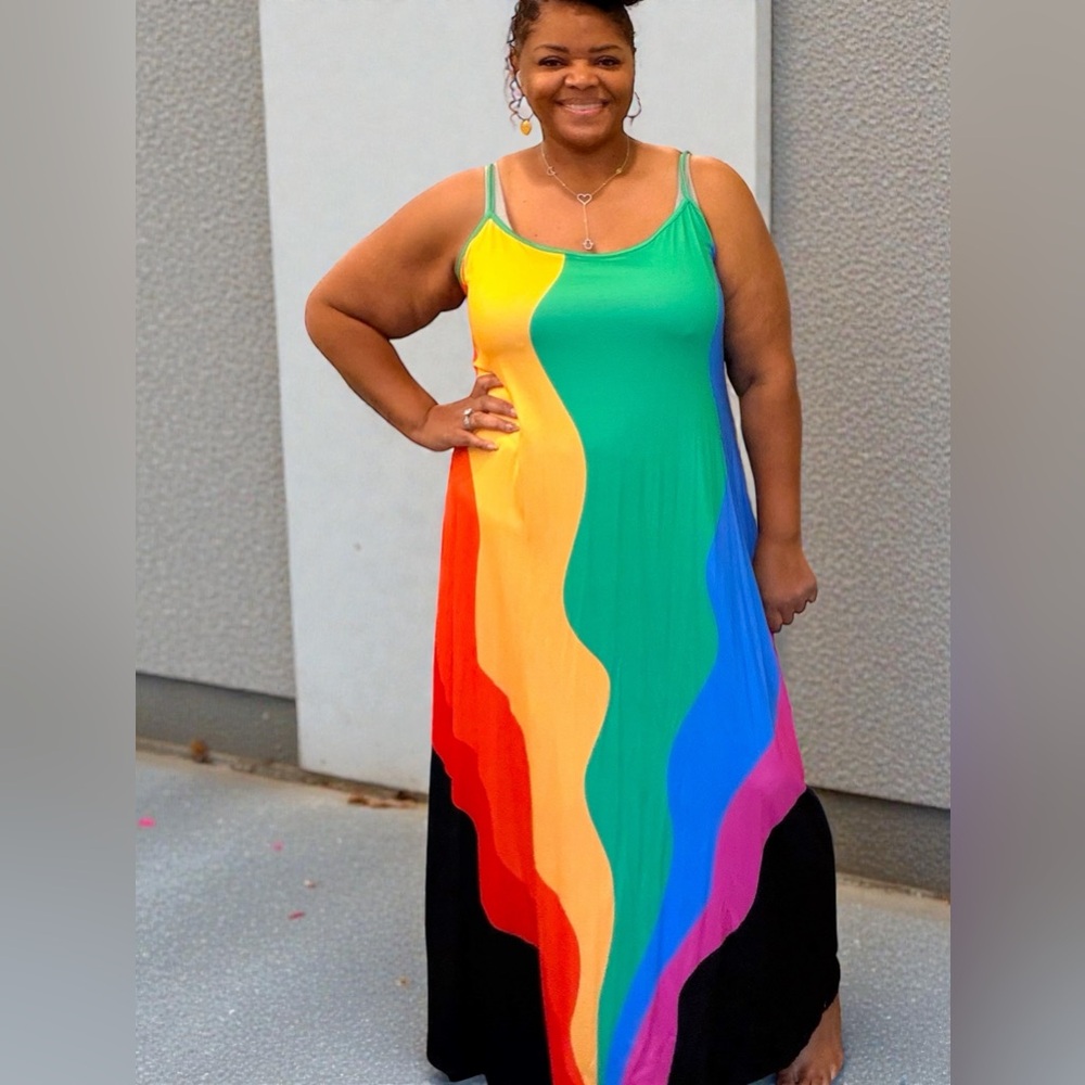 Plus Size Vibrant Multicolor Maxi Dress